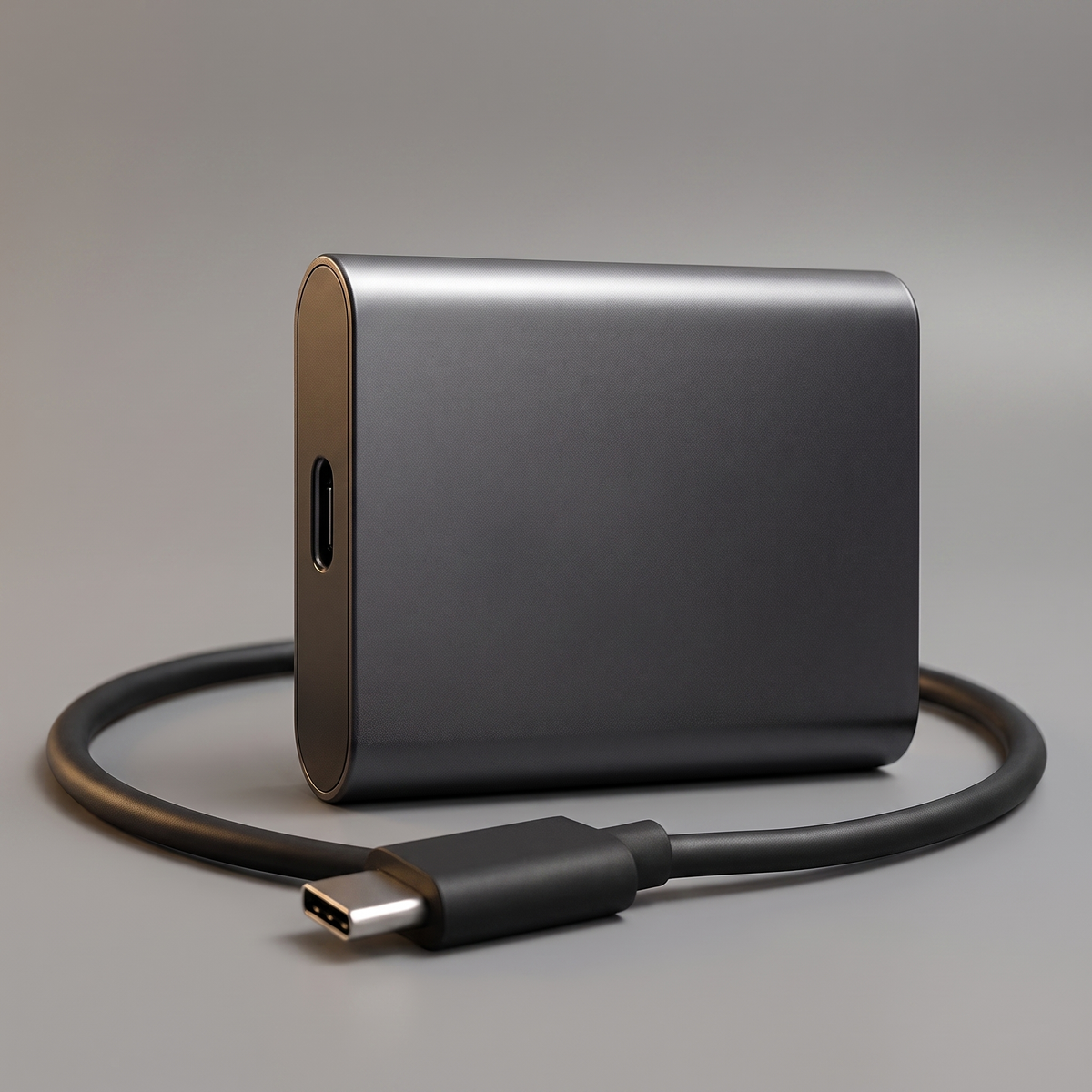USB-C portable SSD, angled view