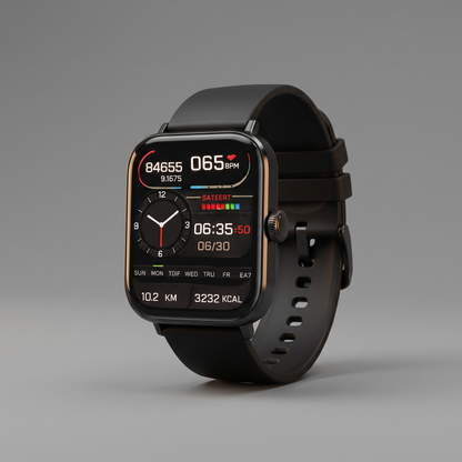 Health tracking smartwatch, angled view