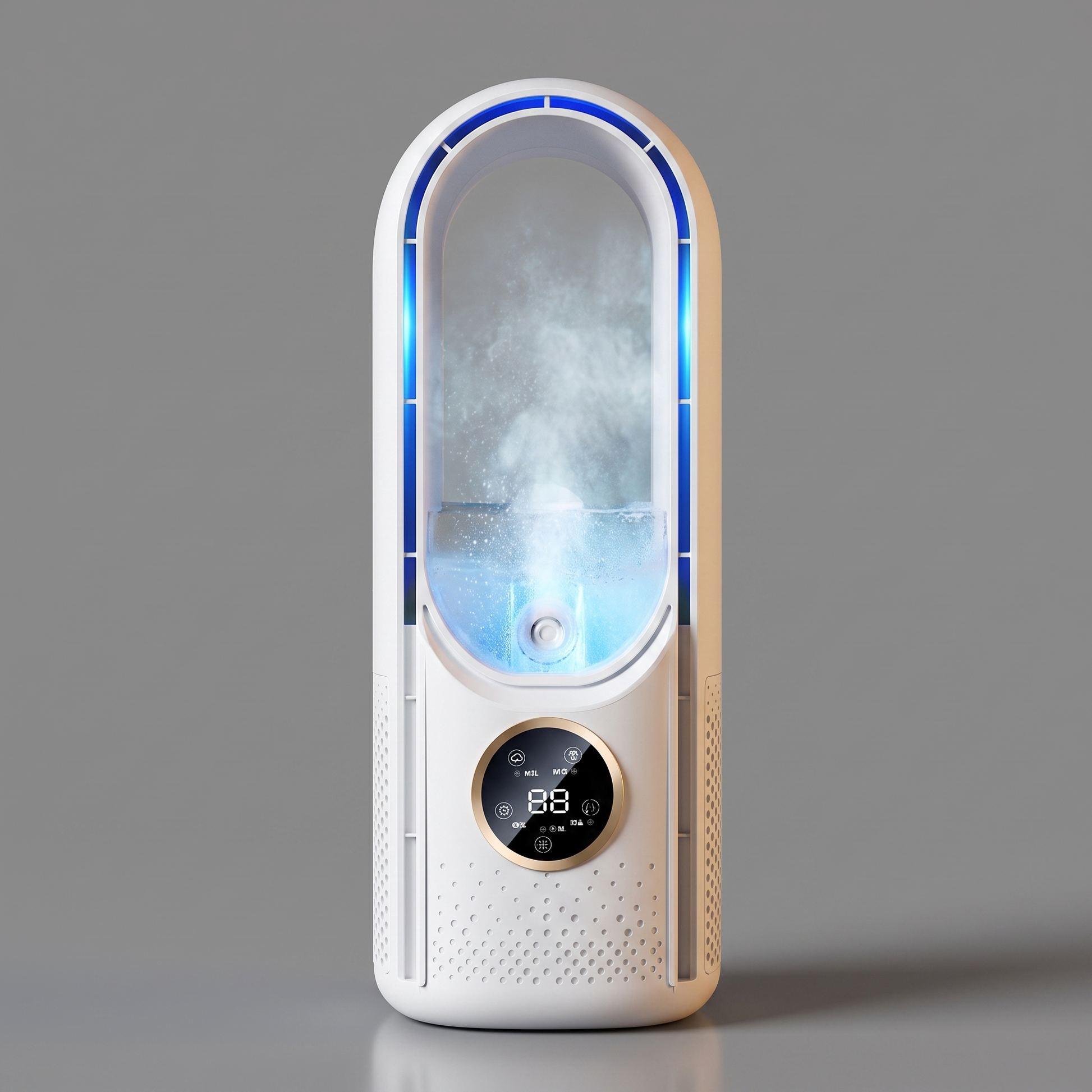 Bladeless portable air conditioner, front view