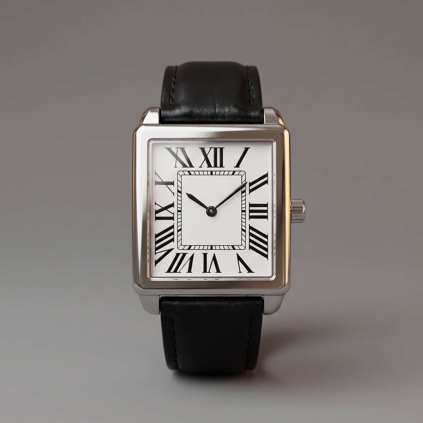 Men's classic square dress watch, front view