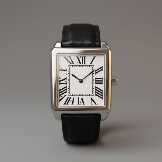 Men's classic square dress watch, front view