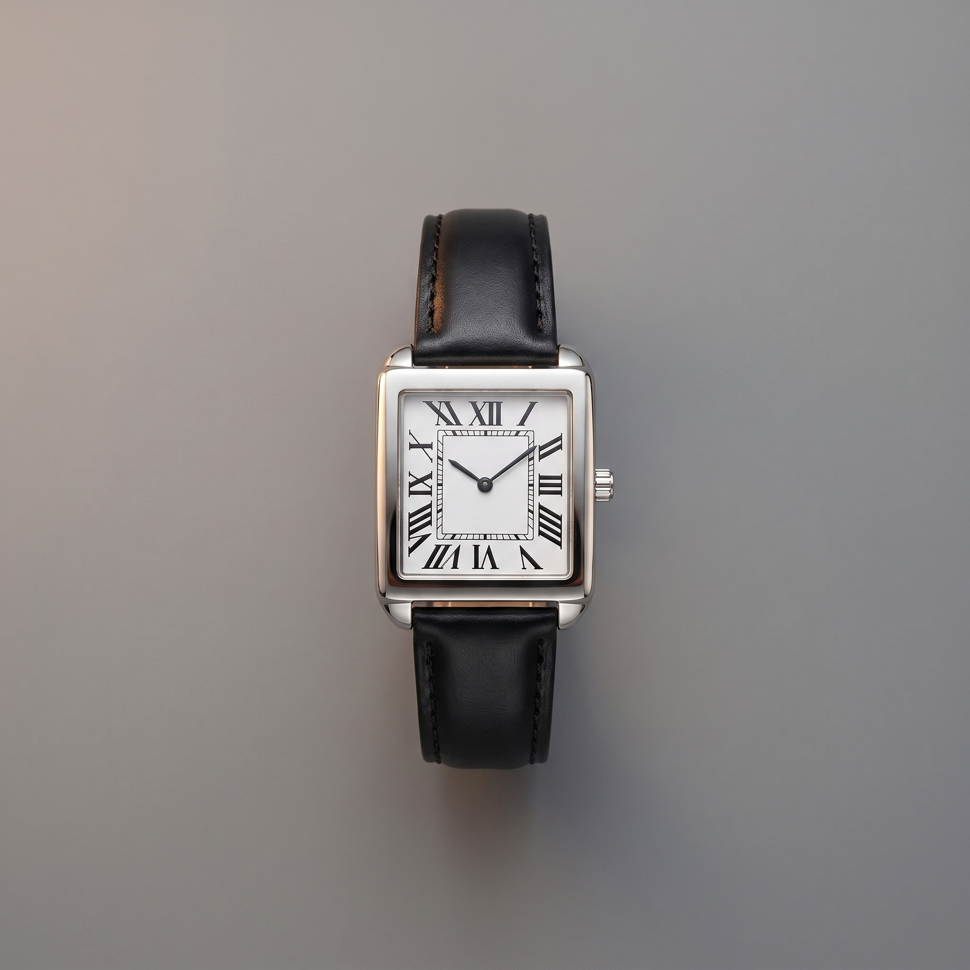 Men's classic square dress watch, top view
