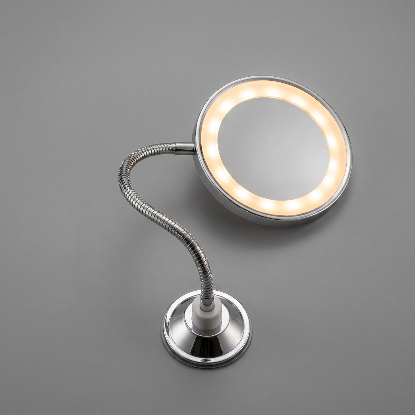 LED magnifying vanity mirror, top view