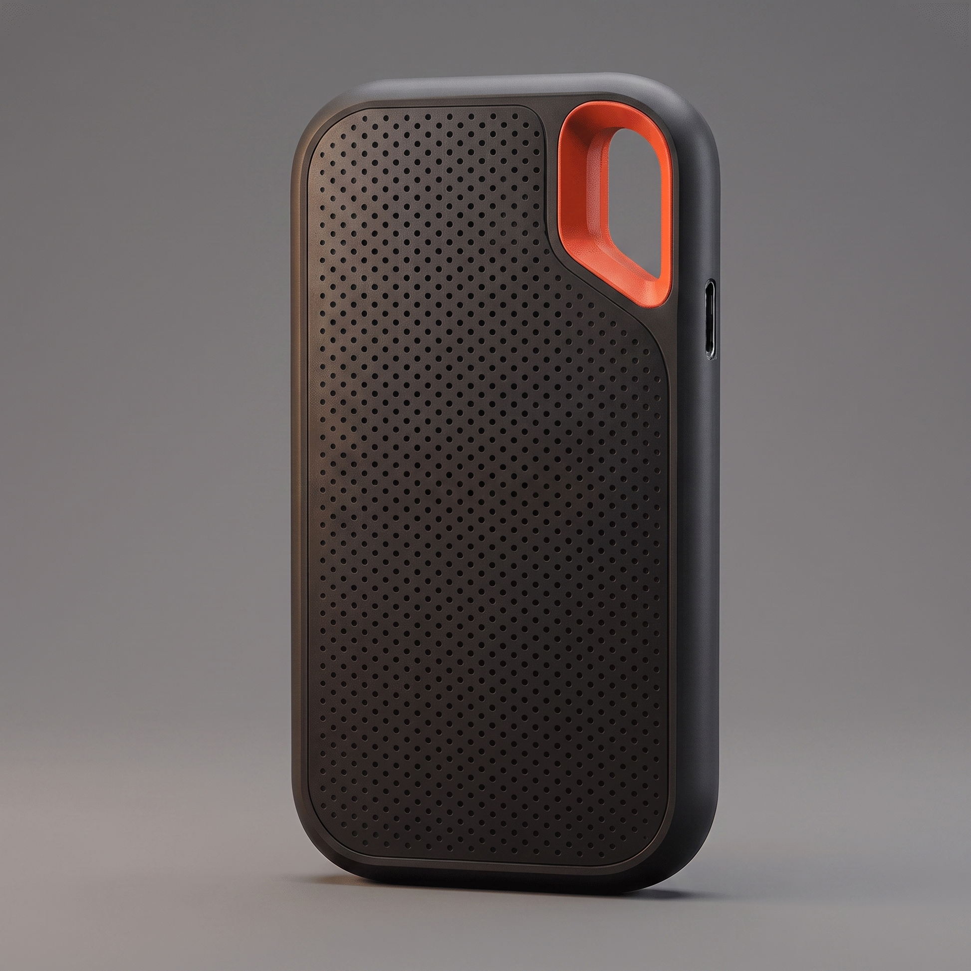 Rugged shockproof SSD, angled view