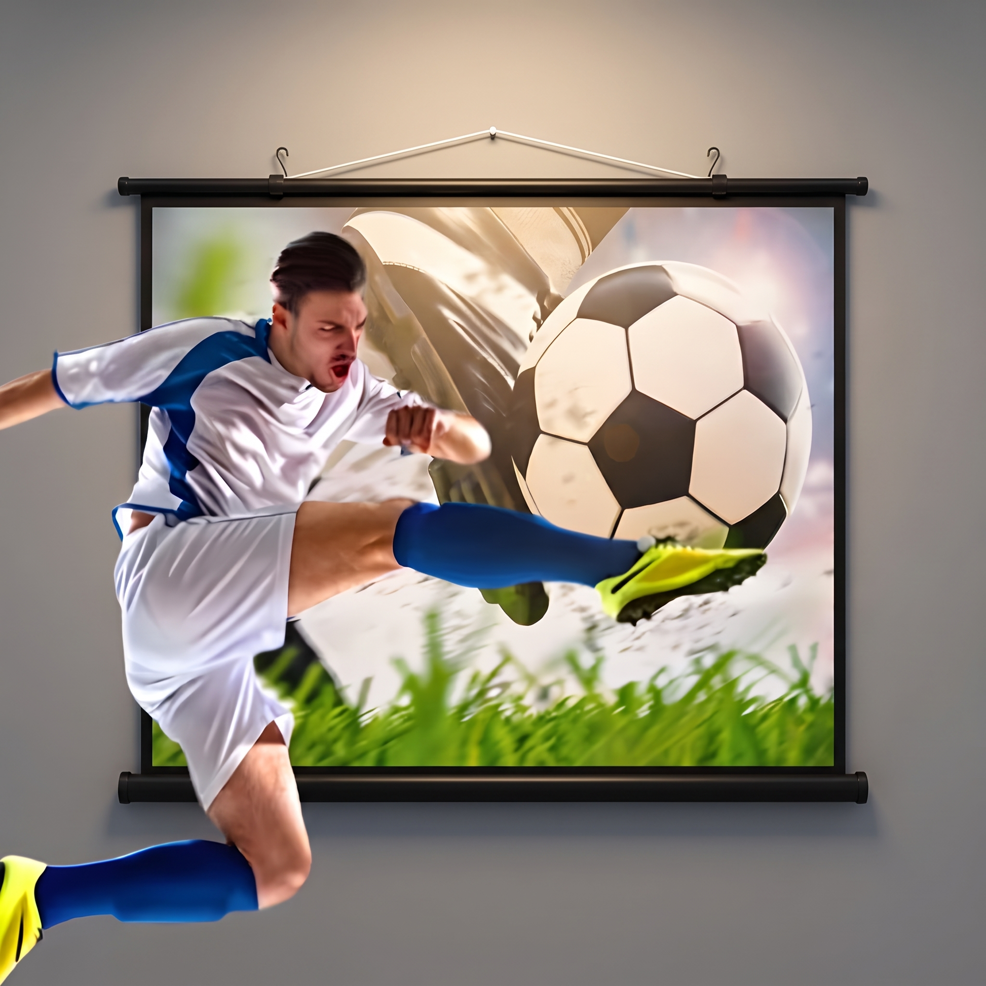 HD widescreen projector screen, top view